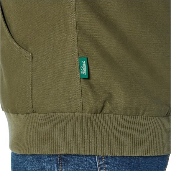 Woolrich Men's XL Canvas Hooded Jacket Plaid Kangaroo Pocket Zipper Hoodie Green - Picture 7 of 12
